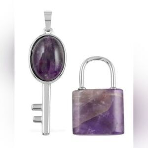 Amethyst Lock and Key Pendant